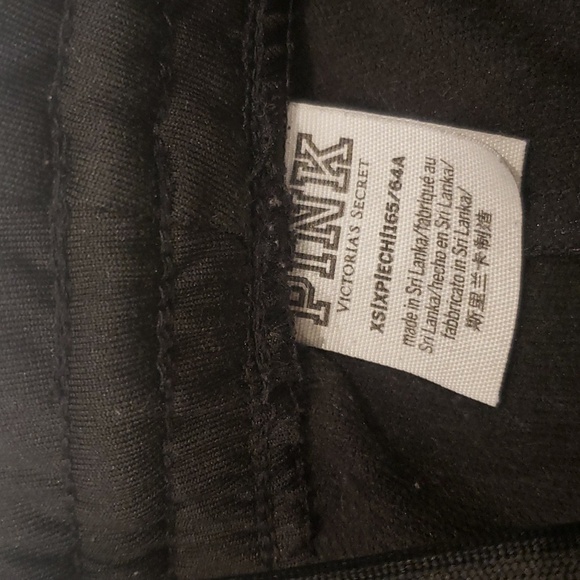 Pink Victoria Secret Black Track Pants Stripe Women's Size XS - Picture 7 of 8